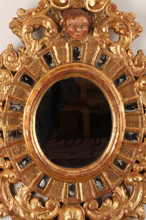 Paire de miroirs en bois doré de style vénitien 