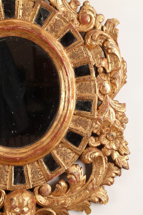 Paire de miroirs en bois doré de style vénitien 