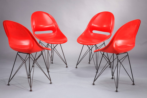 Set of four red seats