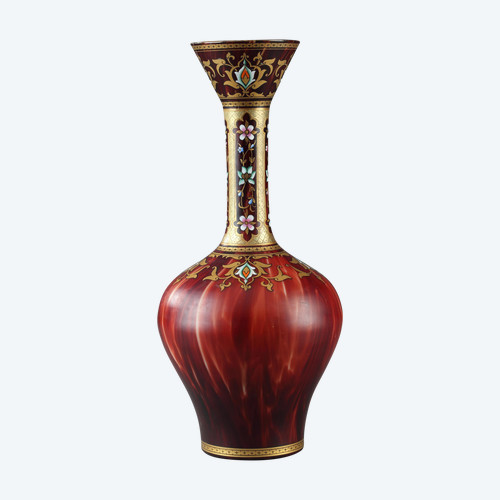 Opaline vase with oriental decoration