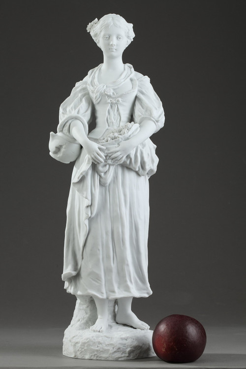 Statuetta in biscotto "Giovane ragazza con la brocca rotta", XIX secolo
