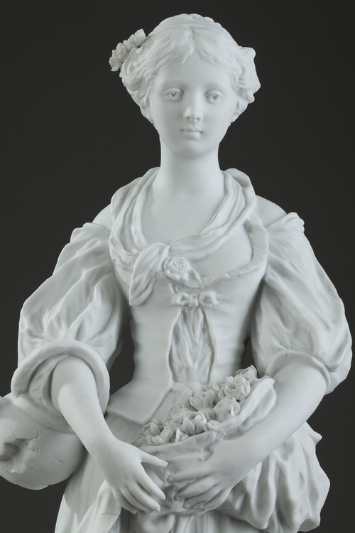 Statuetta in biscotto "Giovane ragazza con la brocca rotta", XIX secolo