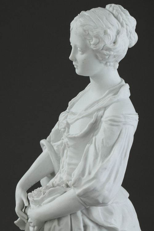 Statuetta in biscotto "Giovane ragazza con la brocca rotta", XIX secolo