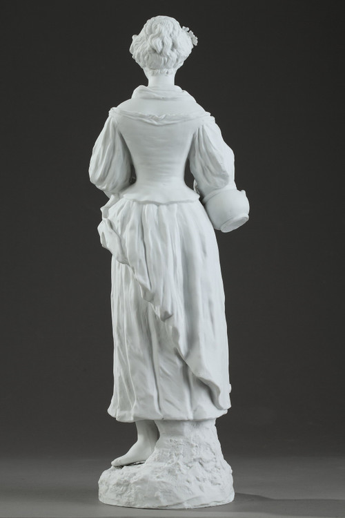 Statuetta in biscotto "Giovane ragazza con la brocca rotta", XIX secolo