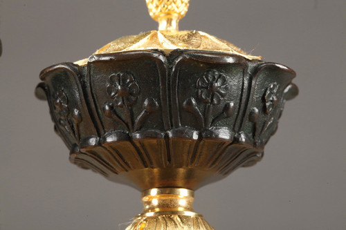 Antico scrittoio in bronzo e marmo di Siena, epoca '800