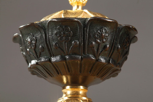 Antico scrittoio in bronzo e marmo di Siena, epoca '800