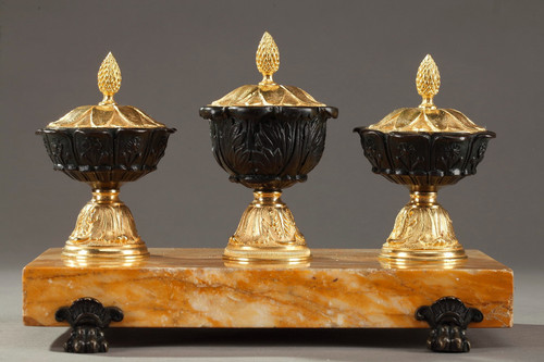 Antico scrittoio in bronzo e marmo di Siena, epoca '800