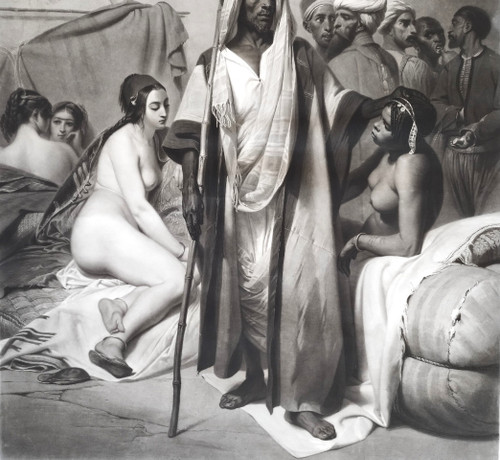 Etching Orientalist Engraving Slave Trader After Vernet Old Print