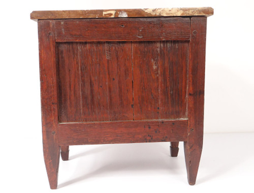 Piccolo cassettone Luigi XVI in legno di palissandro satinato e marmo XVIII secolo