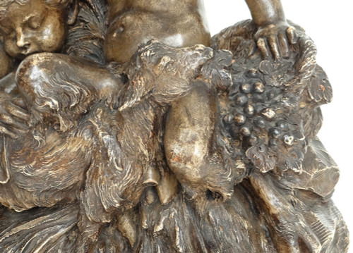 Sculpture Terre Cuite Charles Perron Jeunes Faunes Satyres Chèvre XIXème