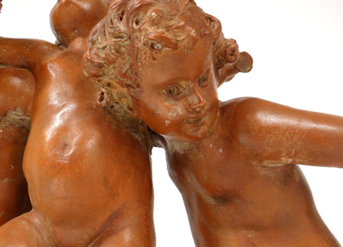 Grande Sculpture Carrier-Belleuse Terre Cuite Bacchanale Putti Dansant XIXè