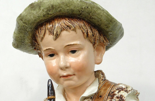 Sculptures Faïence Majolique Wilhelm Schiller Enfants Gitans Autriche 160cm