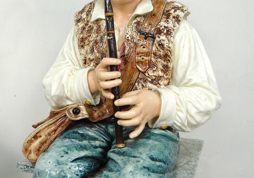Sculptures Faïence Majolique Wilhelm Schiller Enfants Gitans Autriche 160cm
