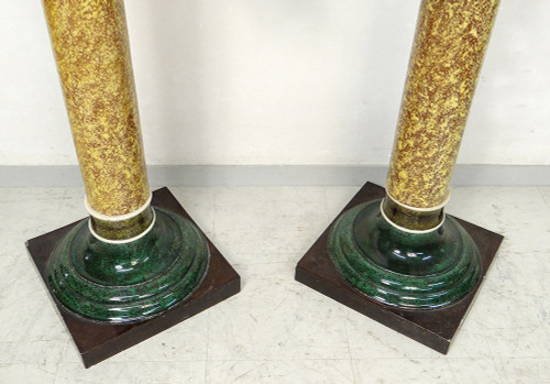 Sculptures Faïence Majolique Wilhelm Schiller Enfants Gitans Autriche 160cm