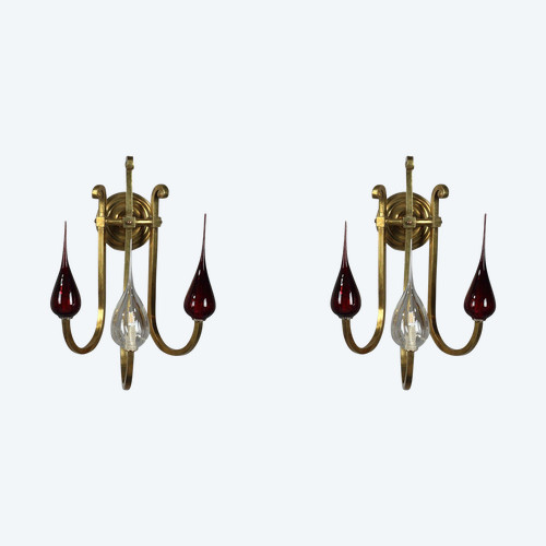 Applique en laiton doré d'époque Art déco