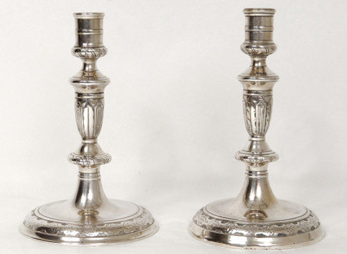 Coppia di candelieri Luigi XIV Torce comunitarie in argento e bronzo del XVII secolo
