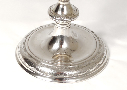 Coppia di candelieri Luigi XIV Torce comunitarie in argento e bronzo del XVII secolo