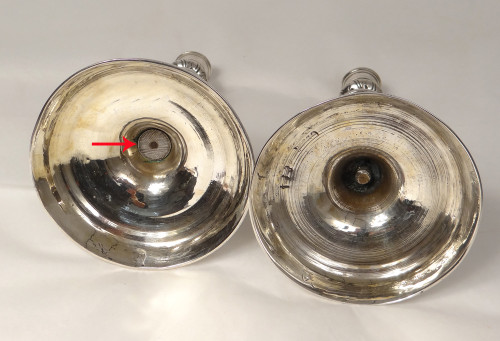 Coppia di candelieri Luigi XIV Torce comunitarie in argento e bronzo del XVII secolo
