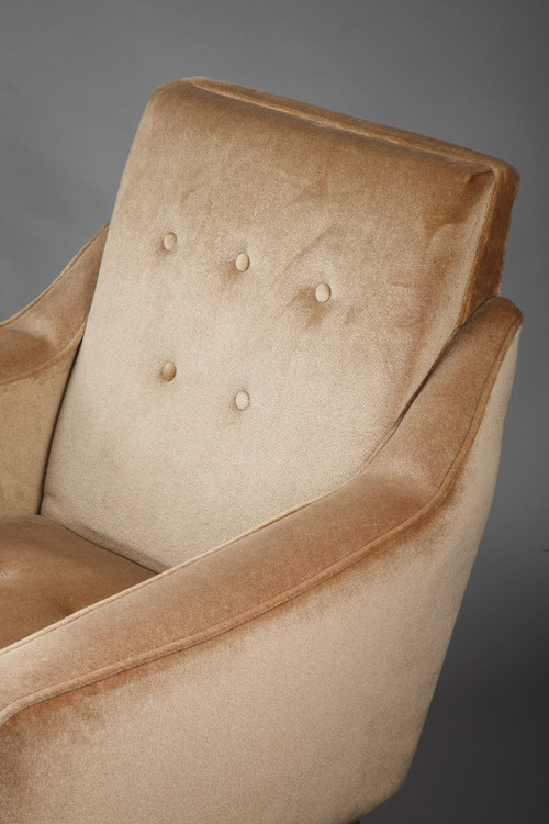 Pair of Velvet Bergere Chairs, 1950s