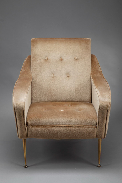 Pair of Velvet Bergere Chairs, 1950s