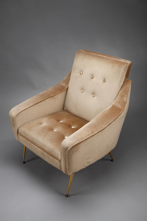 Pair of Velvet Bergere Chairs, 1950s