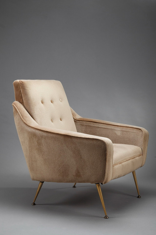 Pair of Velvet Bergere Chairs, 1950s