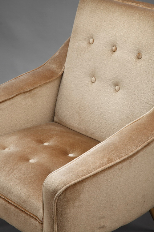 Pair of Velvet Bergere Chairs, 1950s