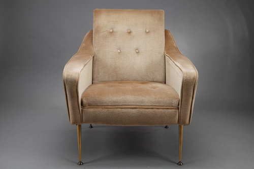 Pair of Velvet Bergere Chairs, 1950s