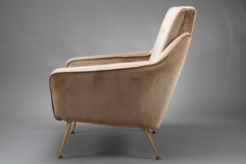 Pair of Velvet Bergere Chairs, 1950s