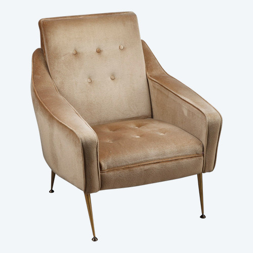 Pair of Velvet Bergere Chairs, 1950s