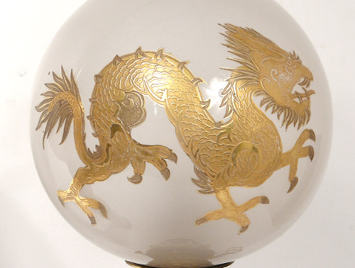 Paire Lampes Pétrole Porcelaine Canton Boule Cristal Saint-Louis Bronze 19è