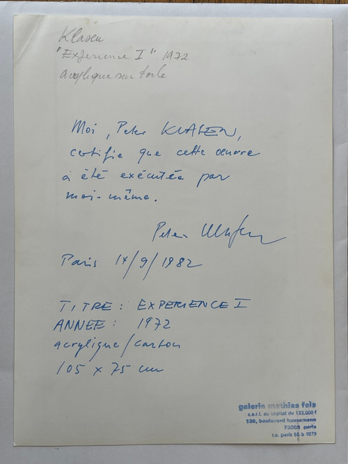Peter KLASEN (1935 - …) , «  Expérience I » , 1972