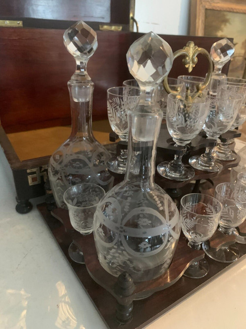 Cantina completa di liquori Boulle Scatola Napoleone III Scatola intarsiata XIX Secolo