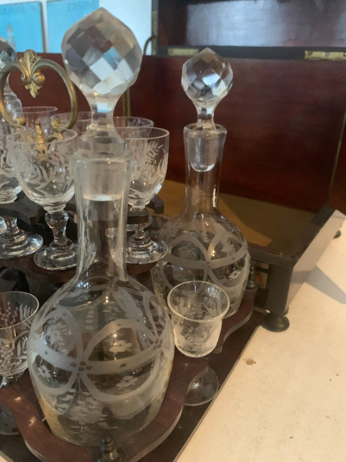 Cantina completa di liquori Boulle Scatola Napoleone III Scatola intarsiata XIX Secolo