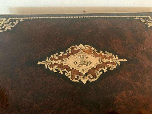 Cantina completa di liquori Boulle Scatola Napoleone III Scatola intarsiata XIX Secolo