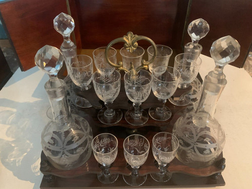 Cantina completa di liquori Boulle Scatola Napoleone III Scatola intarsiata XIX Secolo