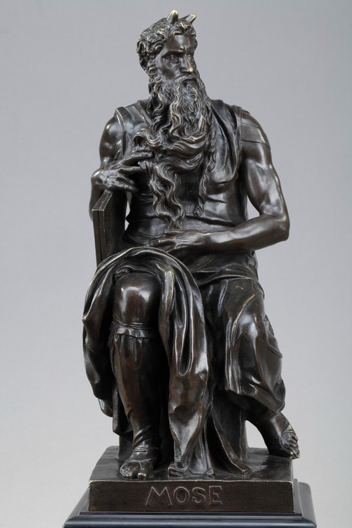 Marble Inkwell "Moses" by Michelangelo, Napoleon III Period