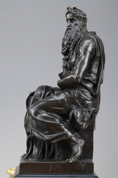 Marble Inkwell "Moses" by Michelangelo, Napoleon III Period