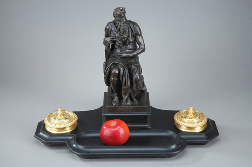 Marble Inkwell "Moses" by Michelangelo, Napoleon III Period