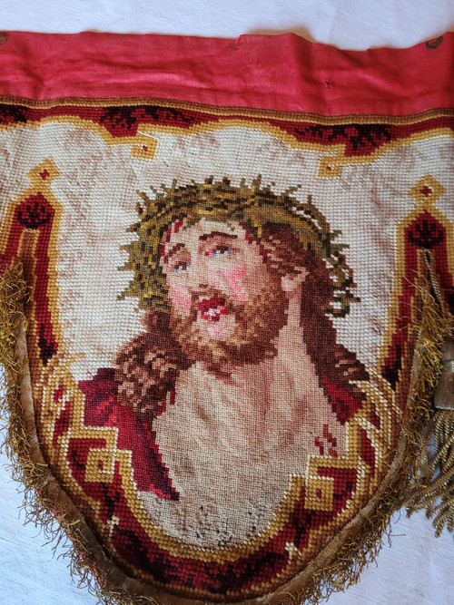 Devant d'autel en tapisserie, époque XIXe siècle