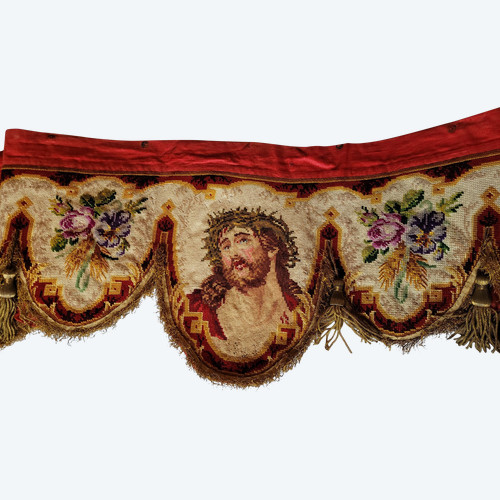 Devant d'autel en tapisserie, époque XIXe siècle