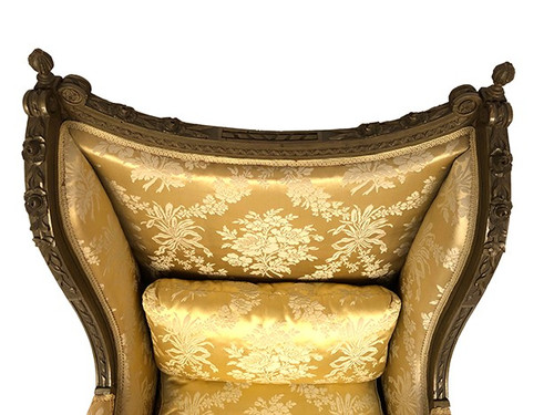 Louis XVI style bergère in green-bronze lacquered wood
