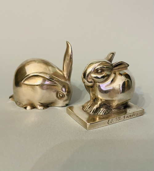 ''Lapin à l’oreille dressée'' Édouard-Marcel SANDOZ (Susse Frères) Bronze Art Déco