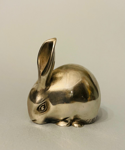 ''Lapin à l’oreille dressée'' Édouard-Marcel SANDOZ (Susse Frères) Bronze Art Déco