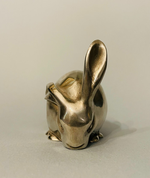 ''Lapin à l’oreille dressée'' Édouard-Marcel SANDOZ (Susse Frères) Bronze Art Déco