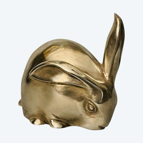 ''Lapin à l’oreille dressée'' Édouard-Marcel SANDOZ (Susse Frères) Bronze Art Déco