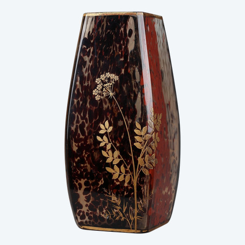Art Nouveau Speckled Glass Vase Attributed to Ernest Léveillé (1841-1913)