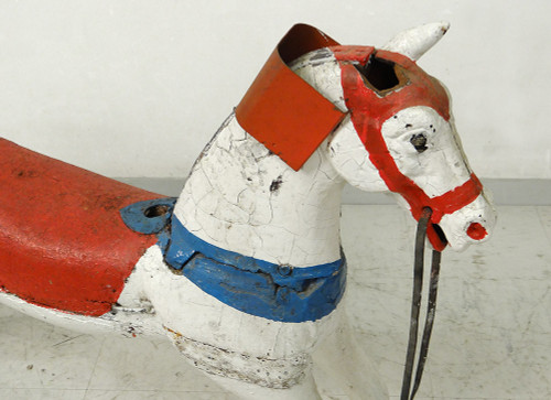 Cheval de Manège Carroussel Bois Sculpté Polychrome XIXème Siècle