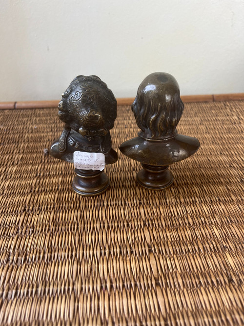 Due statuette in bronzo: Georges Sand e Pierre-Jean de Béranger