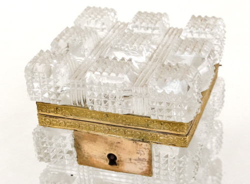 Small Box Box Cut Crystal Flowers Foliage Charles X 19th Century